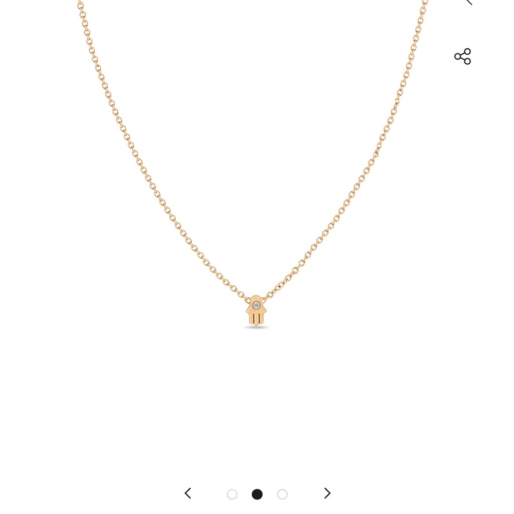 Zoë Chicco 14K Yellow Gold Itty Bitty Hamsa Diamond Necklace, 16"